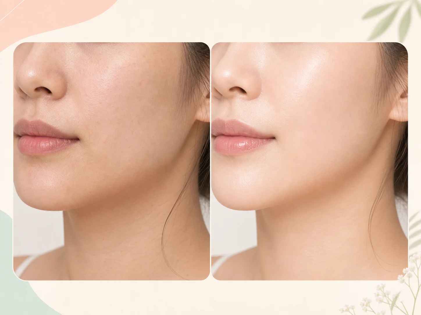 Before and after reference for collagen firming treatment