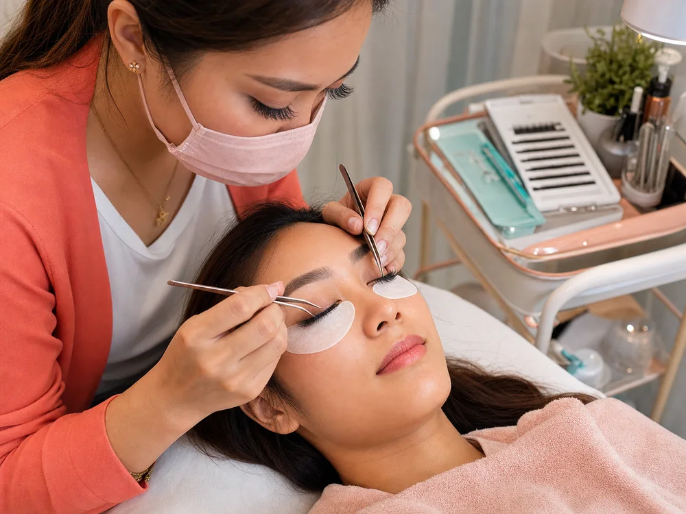 Natural eyelash extensions treatment