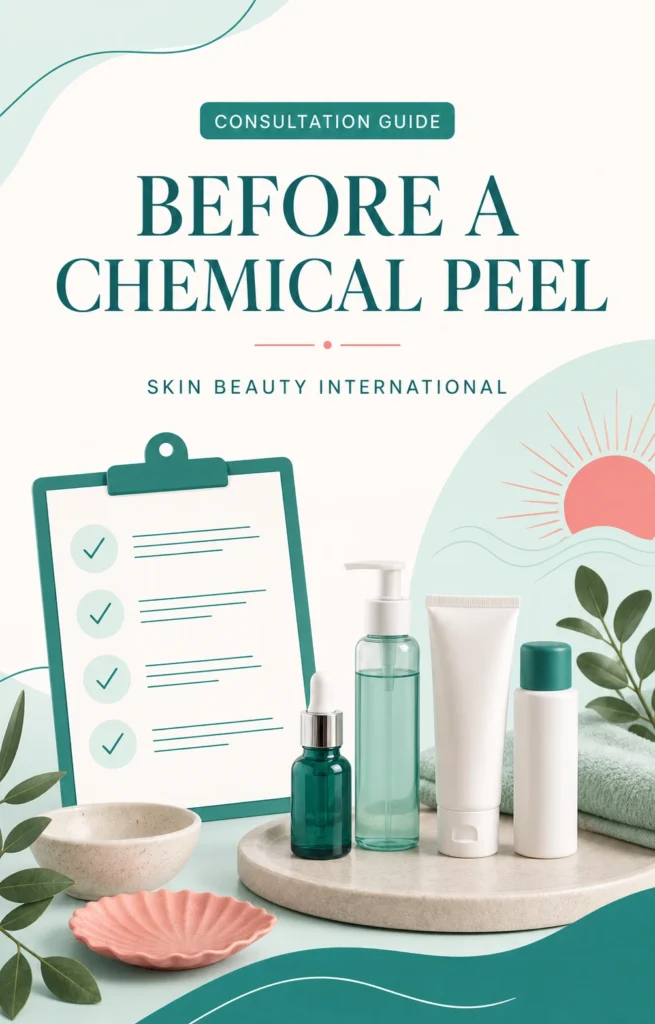 Skin Beauty International consultation checklist cover for preparing before a chemical peel